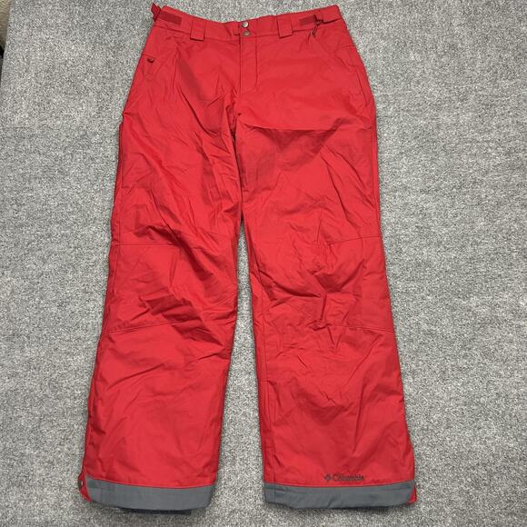 Columbia Omni-Tech Snow Pants Men Medium Red Insulated Lined Ski Water Resistant - Picture 1 of 14